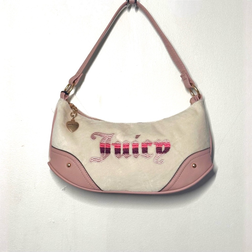 Juicy Couture Y2K Crystal Retro Vibe Shoulder Bag in Pink and Off White